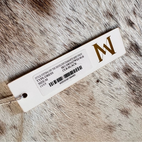 MESHKI NWT Black Rhinestone Justina Off The Shoulder Diamante Mini Dress Sz M - Picture 6 of 12